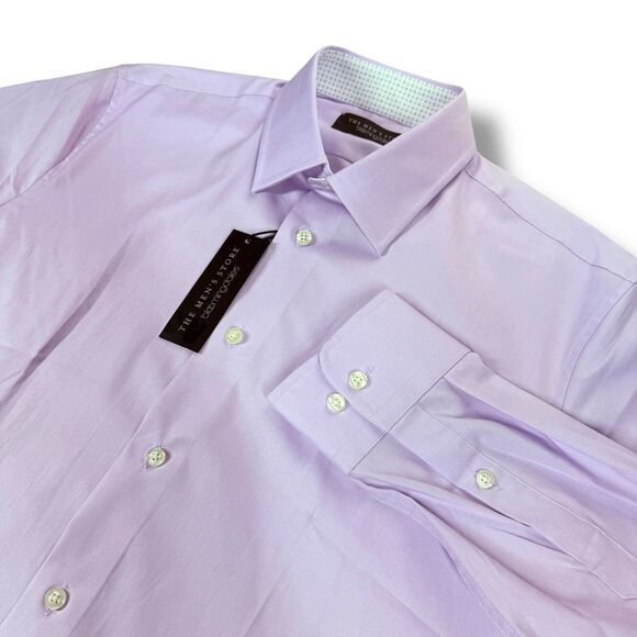 The Mens Store Dress Shirt Size 16.5 32/33 Slim Fit Stretch Button Down in Lilac - Picture 2 of 10